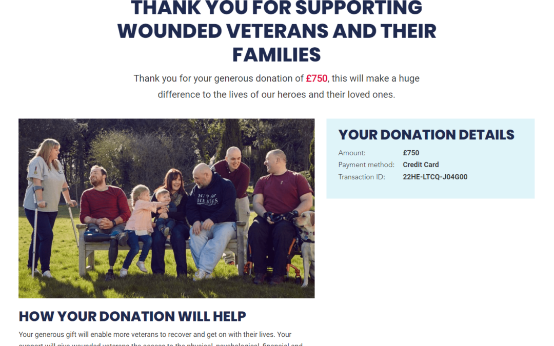 £750 donation to support wounded veterans
